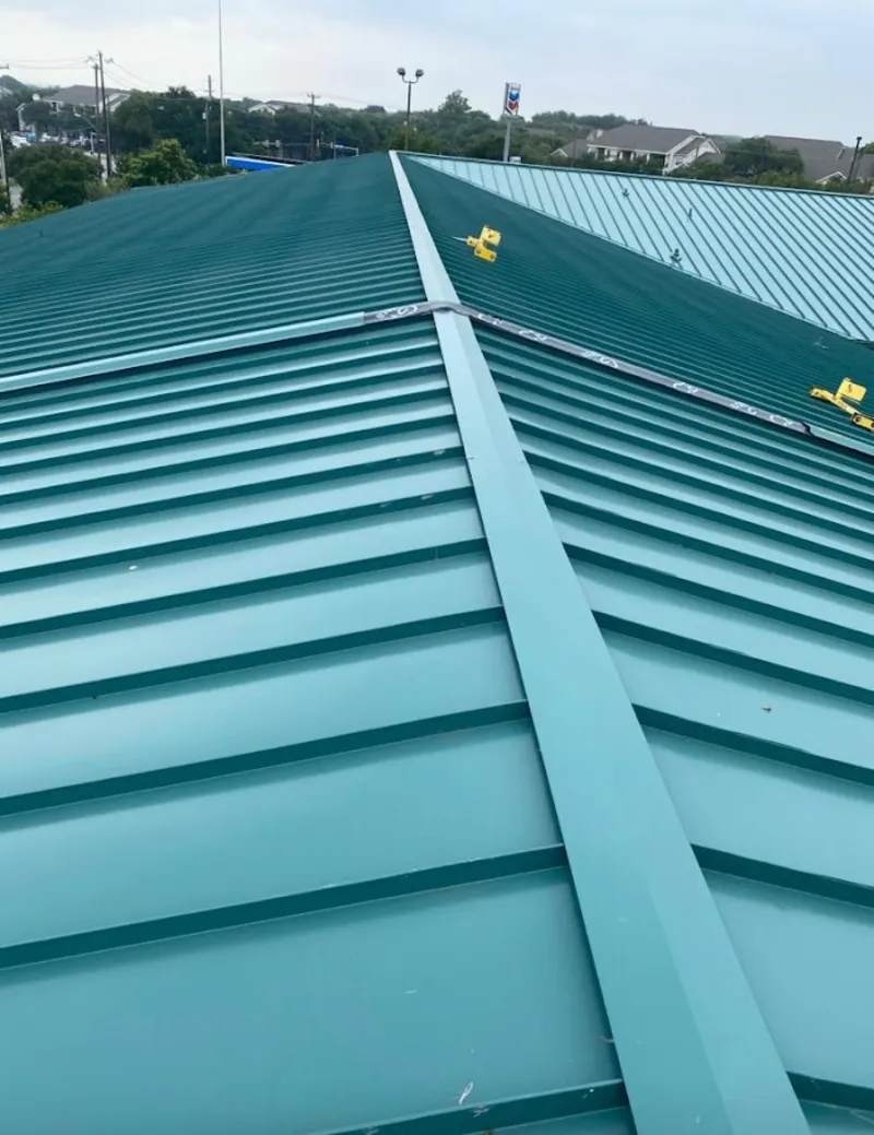 Green commercial metal roof ridge and valley for Metal Roof Repair in East Cocalico